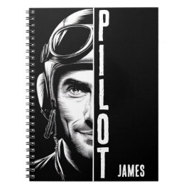 Gepersonaliseerd, Pilot Face, Comic, Zwart-wit Notitieboek