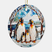 Gepersonaliseerd pinguïn familie ornament (Links)