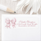 Gepersonaliseerd Pink Bow Retour Mailing Adres Etiket (Insitu)