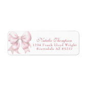 Gepersonaliseerd Pink Bow Retour Mailing Adres Etiket (Voorkant)