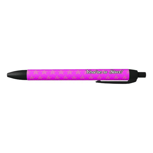 Gepersonaliseerd | PINK MET | Goudsterren Zwarte Inkt Pen (Bodem)