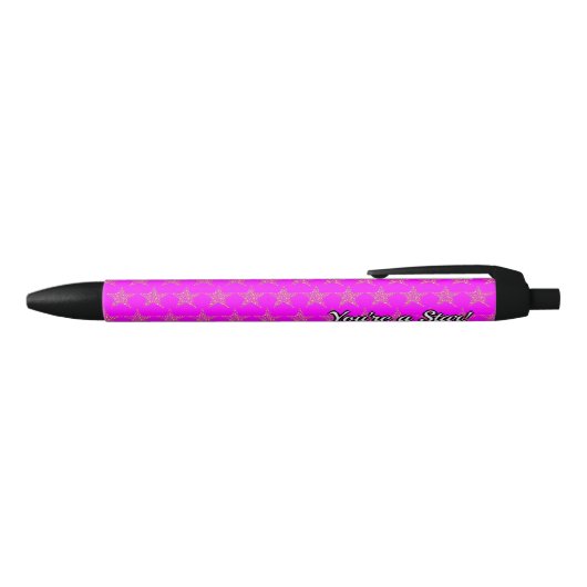 Gepersonaliseerd | PINK MET | Goudsterren Zwarte Inkt Pen (Bovenkant)