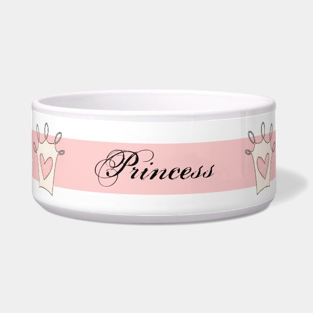 Gepersonaliseerd Pink Princess Dog Bowl Voerbakje (Voorkant)