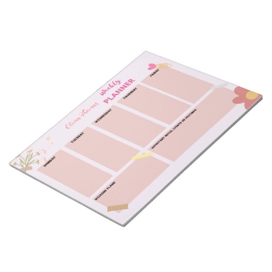 Gepersonaliseerd Pink Weekly Planner Notitieblok (Schuin)