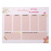Gepersonaliseerd Pink Weekly Planner Notitieblok (Voorkant)