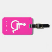 Gepersonaliseerd Pink White handicapsymbool Bagagelabel (Voorkant horizontaal)