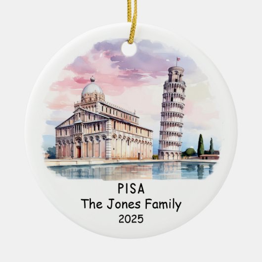 Gepersonaliseerd Pisa Ornament, Italië Keramisch Ornament (Voorkant)