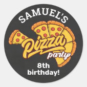 Gepersonaliseerd Pizza Palace Birthday Party, elke Ronde Sticker (Voorkant)