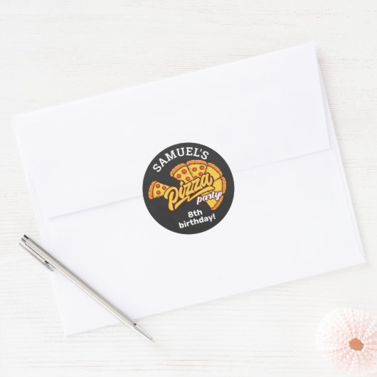 Gepersonaliseerd Pizza Palace Birthday Party, elke Ronde Sticker (Envelop)