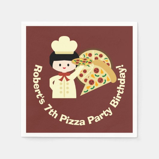 Gepersonaliseerd Pizza Party Birthday Paper Napkin Servetten (Voorkant)