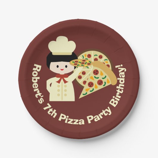 Gepersonaliseerd Pizza Party Happy Birthday Paper  Papieren Bordje (Voorkant)