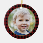 Gepersonaliseerd Plaid Keramisch Ornament van Kers (Voorkant)