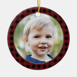 Gepersonaliseerd Plaid Keramisch Ornament van Kers