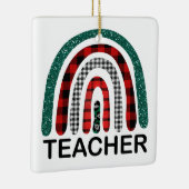 Gepersonaliseerd Plaid Rainbow Teacher Kerstcadeau Keramisch Ornament (Rechts)