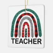 Gepersonaliseerd Plaid Rainbow Teacher Kerstcadeau Keramisch Ornament (Links)