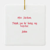 Gepersonaliseerd Plaid Rainbow Teacher Kerstcadeau Keramisch Ornament (Achterkant)