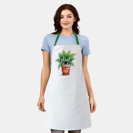 Gepersonaliseerd Plant Lady Gardening Schort (Gedragen)