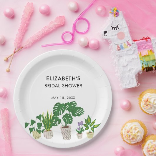 Gepersonaliseerd Plant Vrijgezellenfeest Greenery Papieren Bordje (Feest)