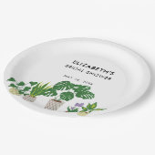 Gepersonaliseerd Plant Vrijgezellenfeest Greenery Papieren Bordje (Gekanteld)