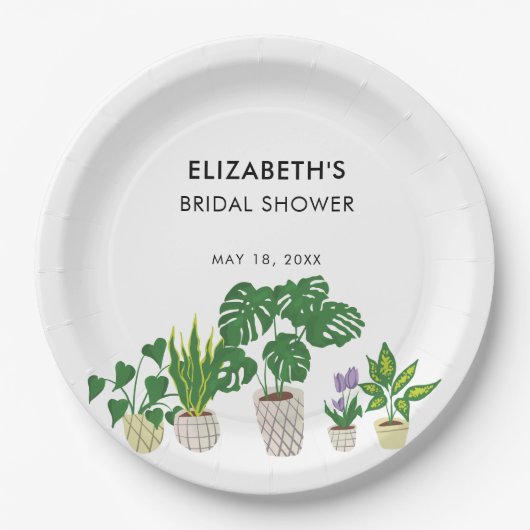Gepersonaliseerd Plant Vrijgezellenfeest Greenery Papieren Bordje (Voorkant)