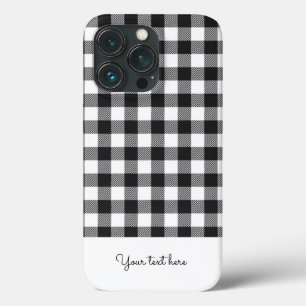 Gepersonaliseerd Plays Gingham Black White Monogra Case-Mate iPhone Case