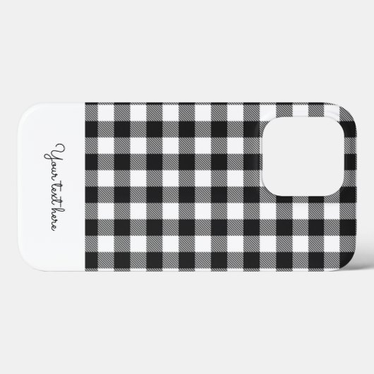 Gepersonaliseerd Plays Gingham Black White Monogra Case-Mate iPhone Case (Achterkant (horizontaal))