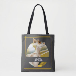 Gepersonaliseerd Podenco Art Deco Dog Grey Tote Bag