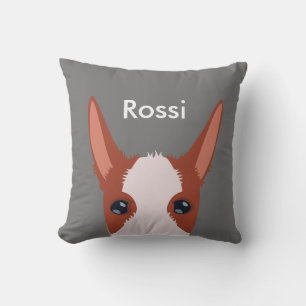 Gepersonaliseerd Podenco Face Furry Chestnut Gray Kussen