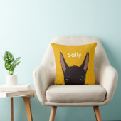 Gepersonaliseerd Podenco Gezicht Zwart, Wit en Gee Kussen (Stoel)