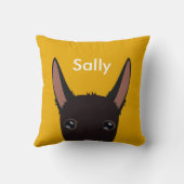 Gepersonaliseerd Podenco Gezicht Zwart, Wit en Gee Kussen (Achterkant)