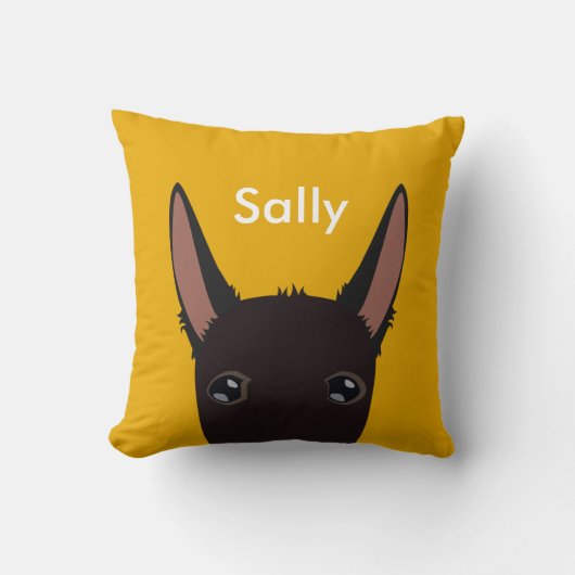 Gepersonaliseerd Podenco Gezicht Zwart, Wit en Gee Kussen (Voorkant)