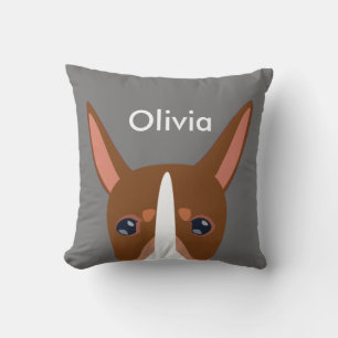 Gepersonaliseerd Podenco Orito Dog Face Light Grey Kussen