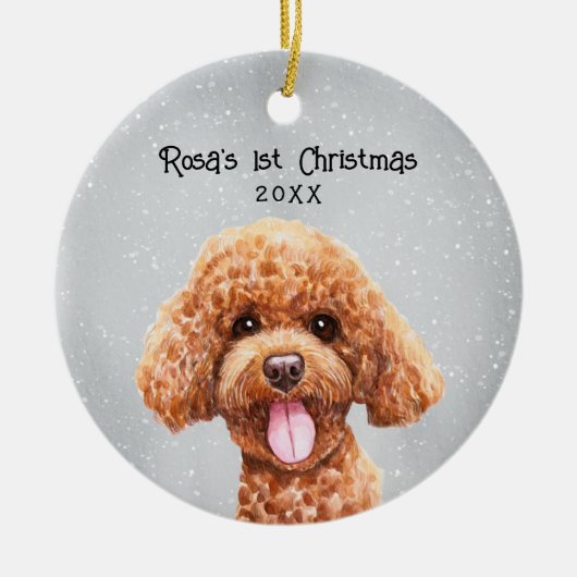 Gepersonaliseerd poedel keramisch Ornament (Voorkant)