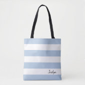 Gepersonaliseerd poeder blauw en wit gestreept Tas (Voorkant)
