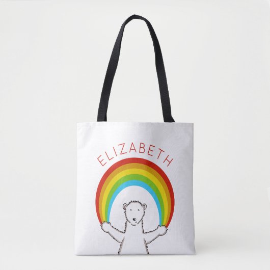 Gepersonaliseerd Polair Beer en regenboog Tote Bag (Voorkant)