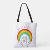 Gepersonaliseerd Polair Beer en regenboog Tote Bag (Achterkant)