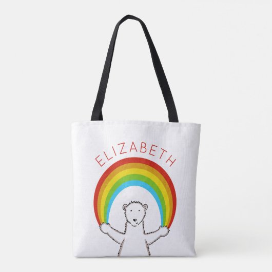Gepersonaliseerd Polair Beer en regenboog Tote Bag (Achterkant)
