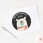 Gepersonaliseerd Polar Beer Kerst Ronde Sticker (Envelop)
