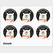 Gepersonaliseerd Polar Beer Kerst Ronde Sticker (Vel)