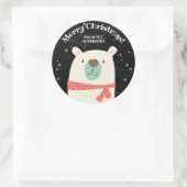 Gepersonaliseerd Polar Beer Kerst Ronde Sticker (Tas)