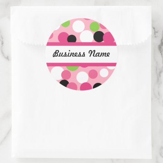Gepersonaliseerd Polka Dot Business Sticker (Tas)