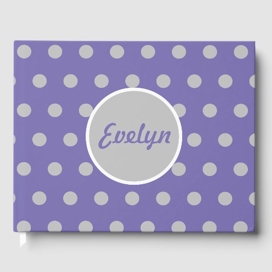 Gepersonaliseerd Polka Dot Gastenboek (Lavendel &  (Voorkant)