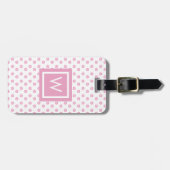 Gepersonaliseerd polka dot monogram bagagelabel (Voorkant horizontaal)