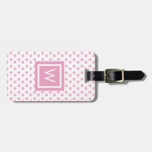 Gepersonaliseerd polka dot monogram bagagelabel (Voorkant horizontaal)