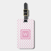 Gepersonaliseerd polka dot monogram bagagelabel (Voorkant verticaal)