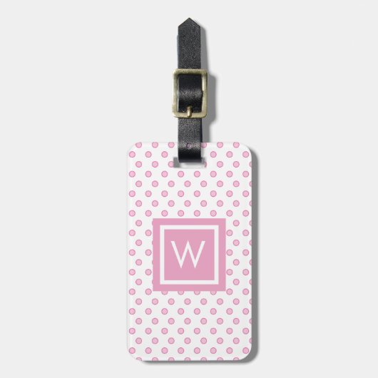 Gepersonaliseerd polka dot monogram bagagelabel (Voorkant verticaal)