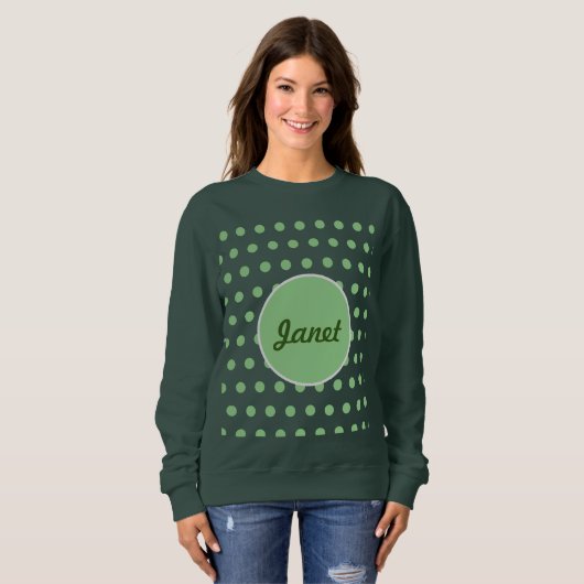 Gepersonaliseerd Polka Dot Sweatshirt (Hunter Gree (Voorkant volledig)