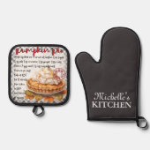 Gepersonaliseerd pompoen taart bakken recept ovenwant & pannenlap set (Voorkant)