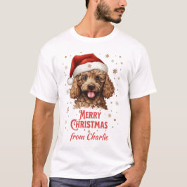 Gepersonaliseerd Poodle Dog Santa Vrolijk Kerstfee T-shirt