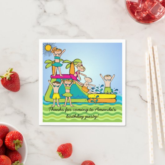 Gepersonaliseerd Pool Party Verjaardags Papieren s Servet (Insitu)
